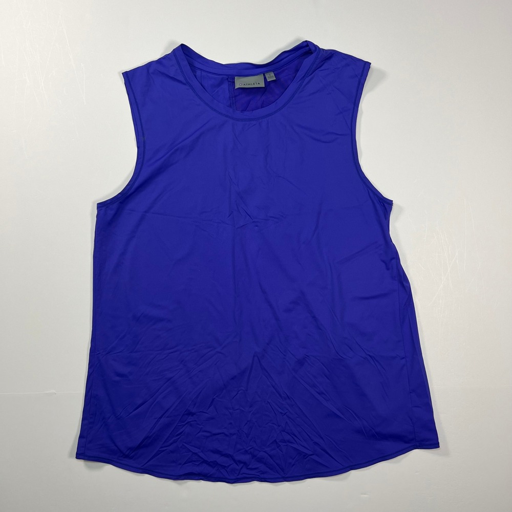 Athleta Tank Top Womens Small Blue Tulip Split Back Sleeveless Activewear Sporty